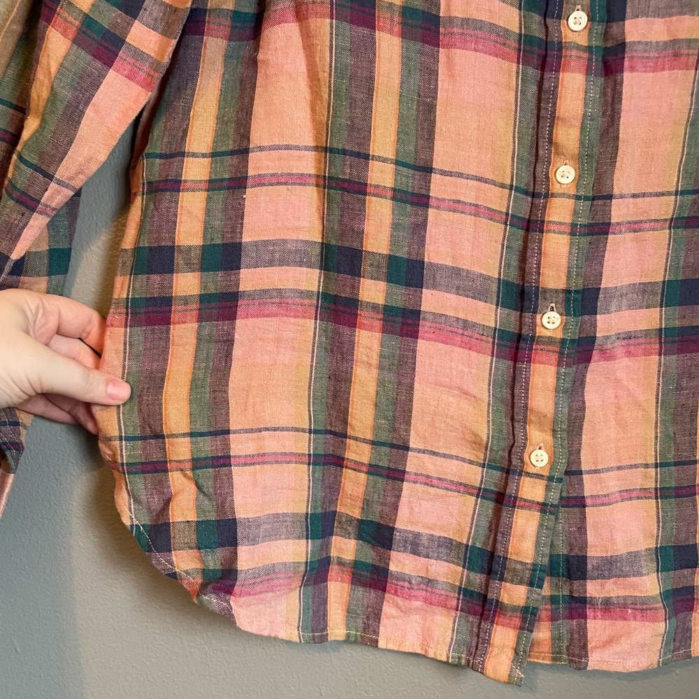 NWT Lauren Ralph Lauren Med Pink Plaid Long Sleeve Button-down Shirt Ret $145! - Picture 3 of 9